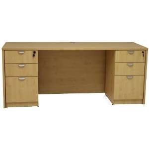    Maple Rectangular Managers Desk w/6 Drawers