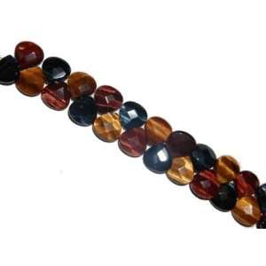 Multicolor tiger eye faceted teardrop gemstone beads, 15x15mm, sold 
