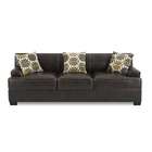   Coffee Bonded Leather Upholstered Sofa with 2 accent pillows