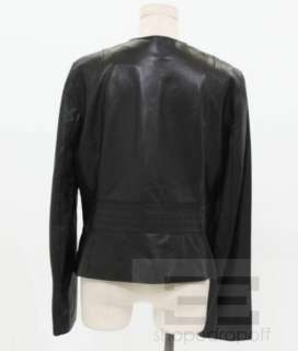 Tory Burch Black Leather & Silver Button Scalloped Jacket  