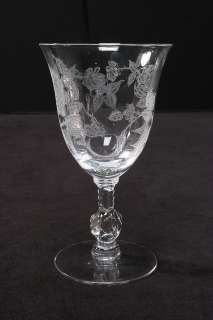   Heisey Glass 9 oz Stemmed Crystal Water Goblet 6 1/2 Rose Pattern