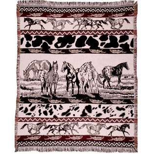 Simply Home Western Horse Scene Paints Afghan Throw 50 x 60 at 