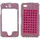 Apple iPhone 4 Full Bling Hot Pink Squares Snap On Protector Case 