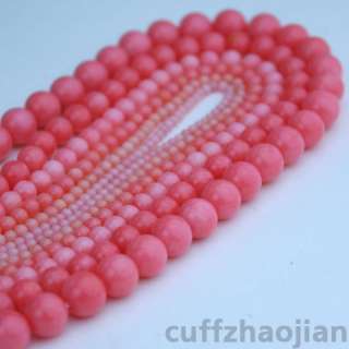 Round Pink Coral Gemstone Loose Beads Strand 15 GM079  