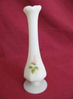 Fenton Glass 9056 Roses on Custard Bud Vase  