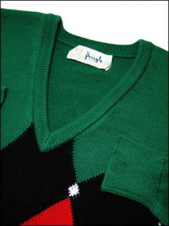 Mens Vintage Designer Pringle of Scotland V Neck Argyle Golf Sweater 