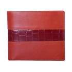 Leatherbay Double Fold Wallet with Croc in Cognac