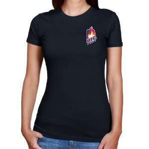  UIC Flames Ladies Navy Blue Chest Hit Logo Slim Fit T 