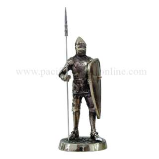 MEDIEVAL KNIGHT 7H CRUSADER SPEARMAN SHIELD STATUE FIGURINE SUIT OF 
