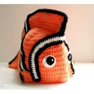  Handmade baby Nemo hat in orange and black   fits 3 12 