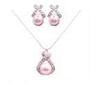   Rose Pink Pearls Swarovski Pearls Jewelry Set Pendant and Earrings Set
