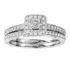 set 1 carat diamond 14k white gold bridal ring set