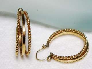   ~Vintage Gold Tone Classic Pierced Hoop Earrings 1 x 3/4  