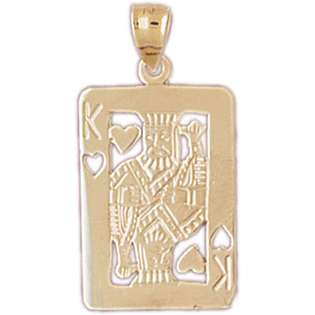 14kt Yellow Gold Playing Cards, King Of Hearts Pendant 