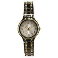 Ladies Watch with Round Two Tone Case, Silver Sunray Dial and Two Tone 