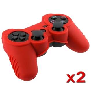 eForCity Red Soft Silicone Skin Case (2 Pack) for Sony PS3 Controller 