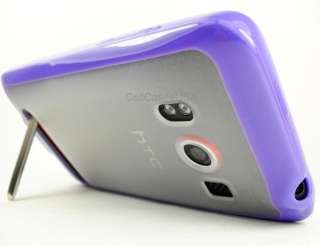 FOR HTC EVO 4G SPRINT PURPLE CLEAR TPU SOFT COVER CASE PREMIUM 
