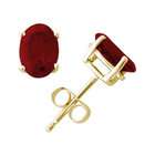   All Natural Genuine 5x3 mm, Oval Ruby earrings set in 14k Yellow gold