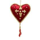 Sterling Burgundy And Gold Velvet Heart Christmas Ornament With Tassel