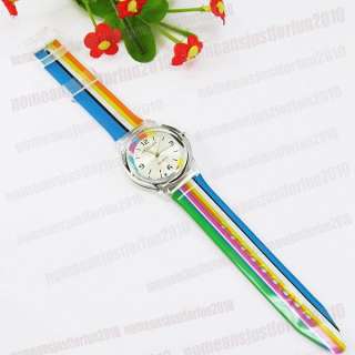 Lovely Colourful Band Girls Quartz Wrist Watch M494W  
