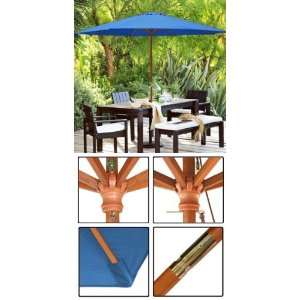  13 ft Wood Patio Outdoor Furniture Umbrella Blue Patio 