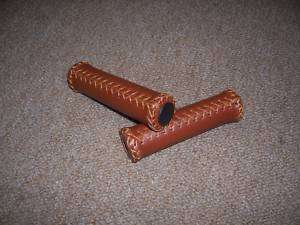 BROWN LEATHER GRIPS CHOPPER LOWRIDER CRUISER BICYCLE  