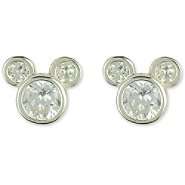 Disney White Cubic Zirconia Sterling Silver Mickey Mouse Earrings at 