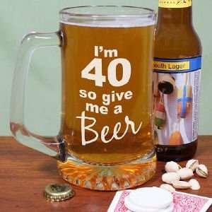  Give Me A Beer Personalized 40th Birthday Glass Mug 