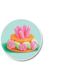   cake with candles flowers and whatever else you can think of play doh