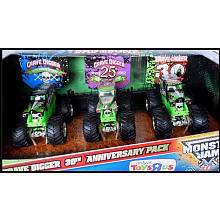Hot Wheels Monster Jam Grave Digger 30th Anniversary Vehicles 3 Pack 