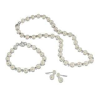   Freshwater Pearl 17 Necklace, 7.5 Bracelet and Stud Earring Set