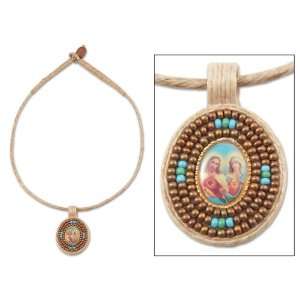  Rami and beads necklace, Sacred Heart 1 W 1 L Jewelry