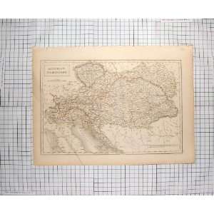  HALL ANTIQUE MAP c1790 c1900 HUNGARY AUSTRIA LOMBARDY 