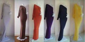 Gray Brown Orange Purple Navy One shoulder long Evening dress S XXL 
