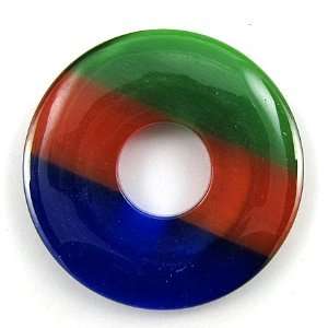  45mm multicolored fiber optic cats eye donut pendant