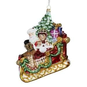   Inch Polonaise Mr. and Mrs. Claus in Sleigh Ornament