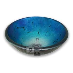  Blue Foil Undertone Glass Vessel Sink 