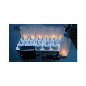 New Set of 12 Rechargeable Electric Tea Light LED Candles with Frosted 