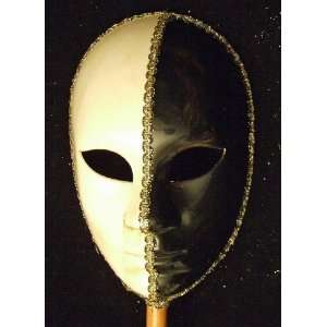 Halloween Mask Full Face Mardi Gras Harlequin Black & White Venetian 