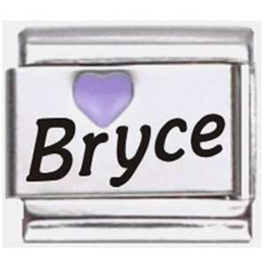  Bryce Purple Heart Laser Name Italian Charm Link Jewelry