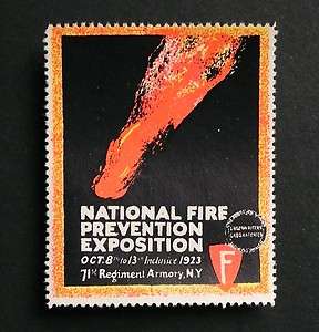   ** FIRE PREVENTION EXPO ** 1923 New York Advertising Label  