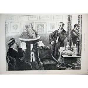  1886 Court Law Judge Wigs Men Dressing Table Old Print 