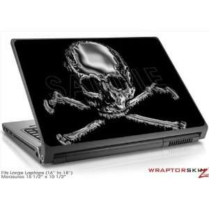  Large Laptop Skin Chrome Skull on Black Electronics
