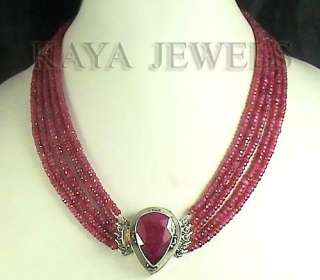   IS GORGEOUS NATURAL RUBY BEADS NECKLACE WITH STERLING SILVER CLASP
