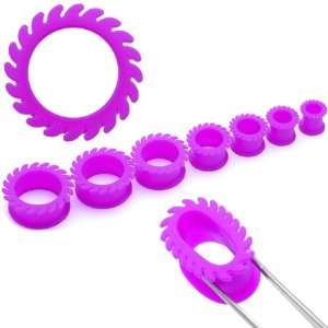  Fashion Ear Plugs   Neon Purple Flare Jelly Ear Tunnels (9 