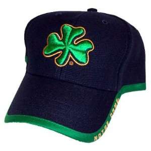 Twins Notre Dame Fighting Irish Navy Sideline Trim Hat W/Green Clover 