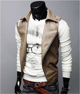 NEW Mens Korean Multi zipper Style Classic Sleeveless Jacket Vest 