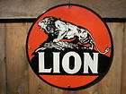 LION PORCELAIN OVER​LAY SIGN METAL GAS STATION ADV SIGNS