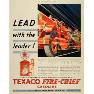 1933 Ad Fire Engine Texaco Fire Chief Gasoline Ethyl   Original Print 