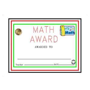  Math Award Certificate